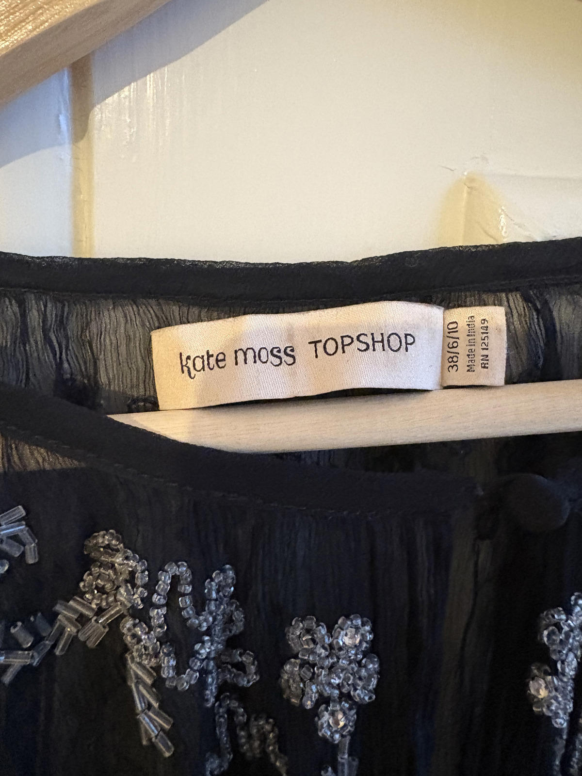 Vintage Y2K Topshop Kate Moss Beaded Sheer Top – UK 10 - Dark Romantic