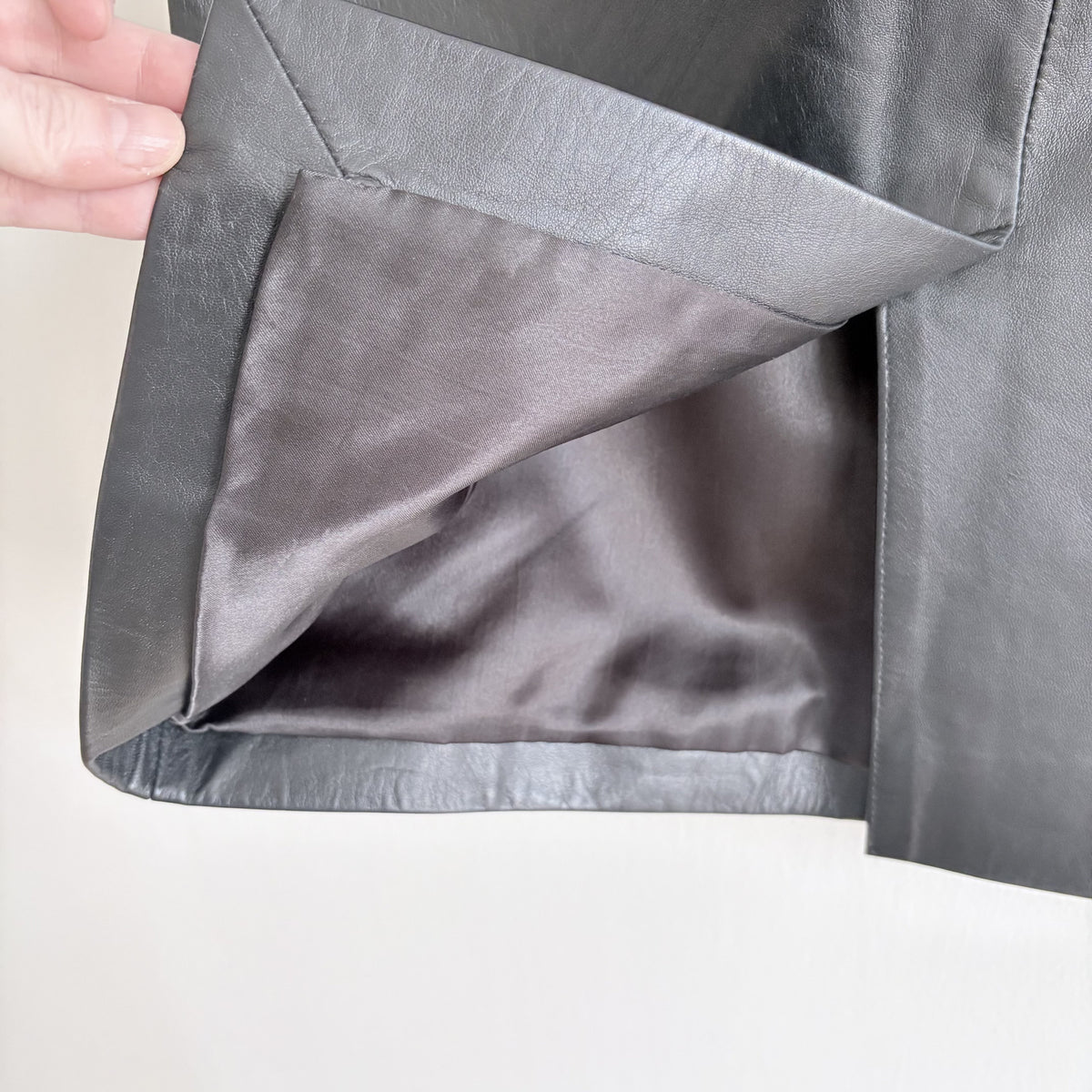 Cofi Leather Pencil Skirt, Black, UK 12, 90s Minimalist, Office Siren, Y2K