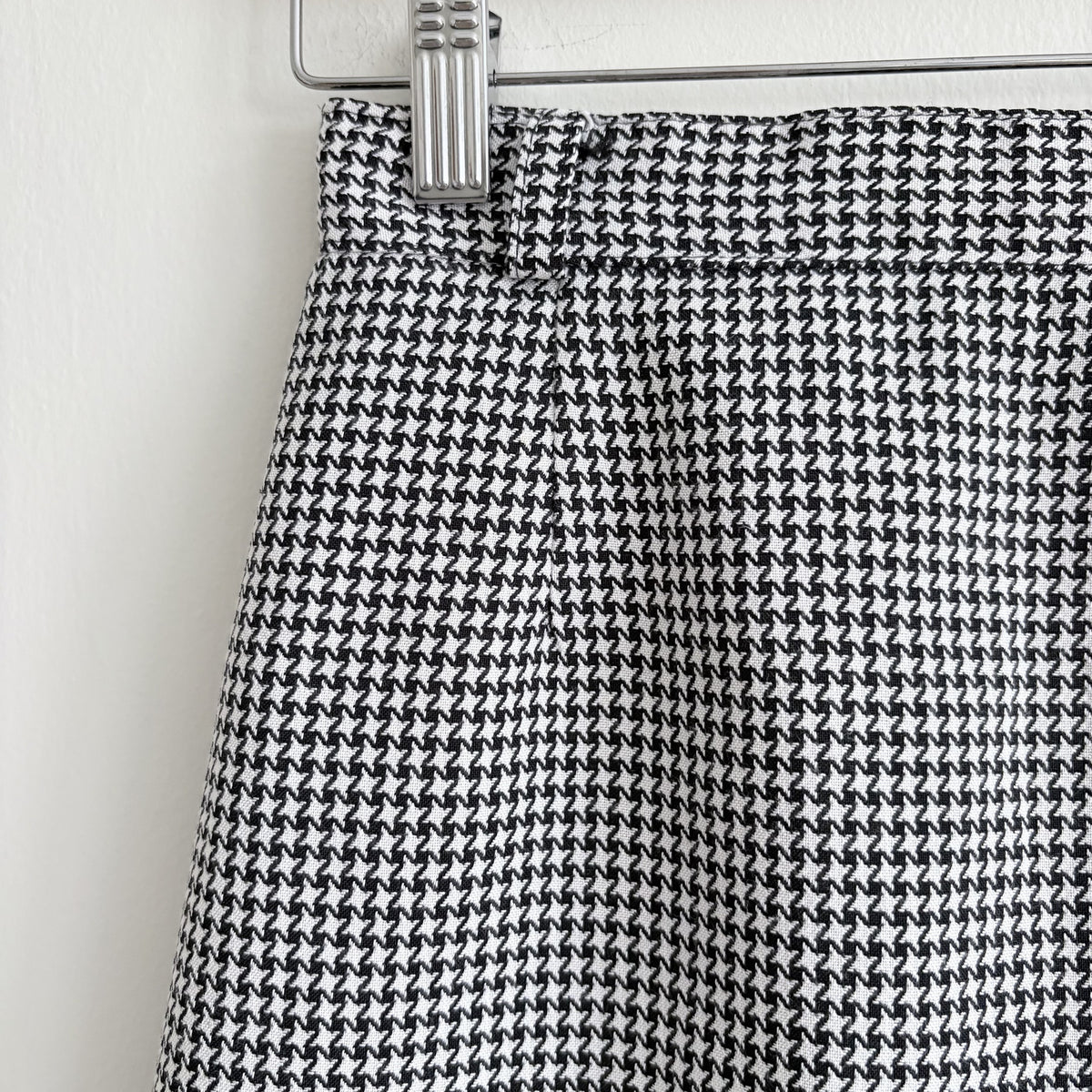 Houndstooth Midi Skirt, Black & White, UK 10, 70s, Heritage, Dark Academia