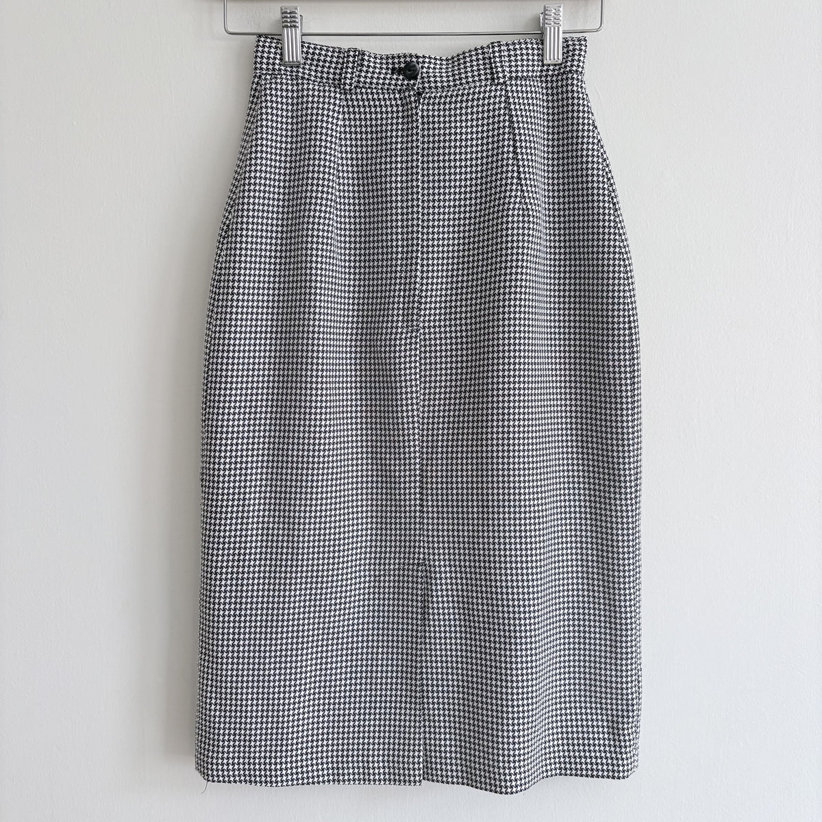 Houndstooth Midi Skirt, Black & White, UK 10, 70s, Heritage, Dark Academia