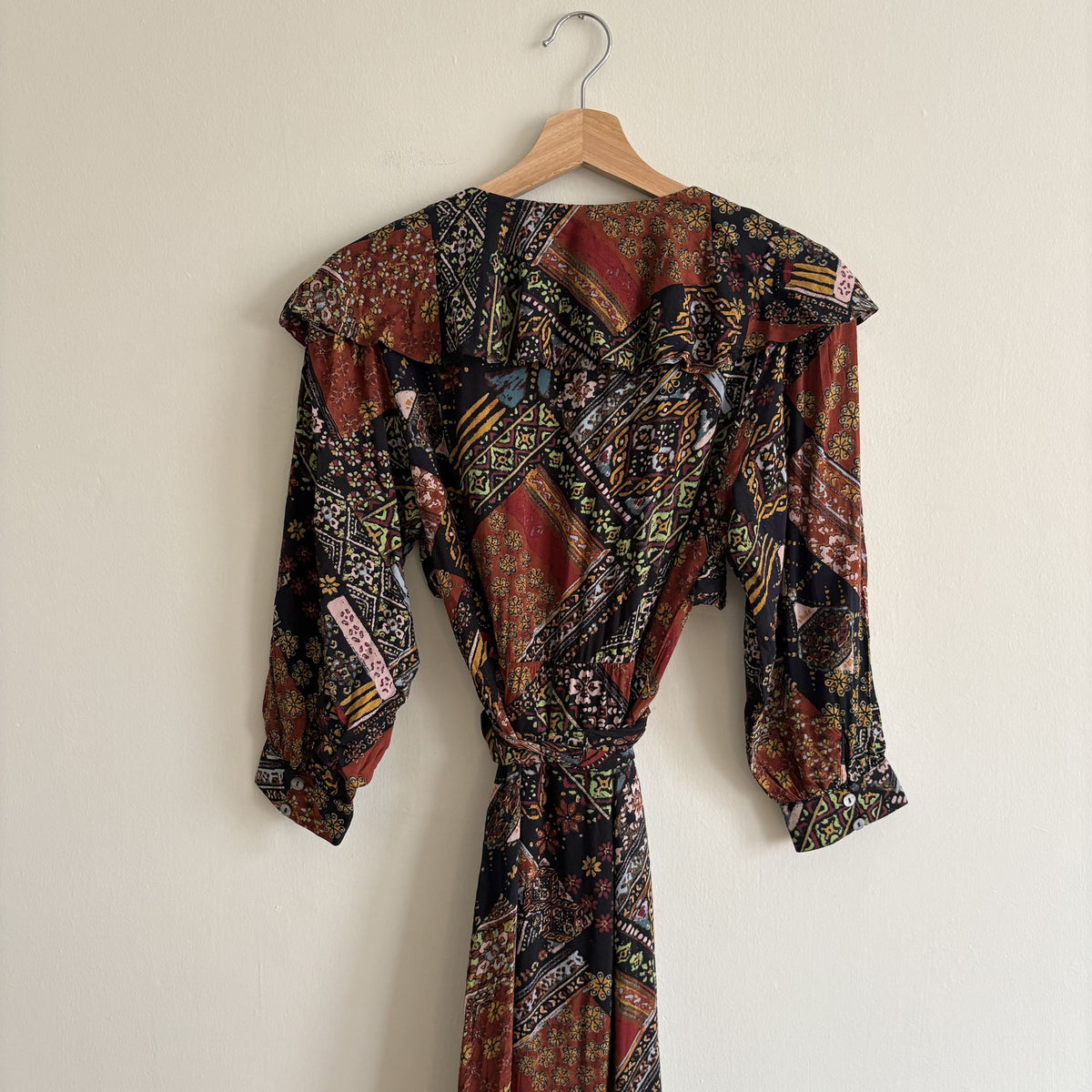 Free People Maxi Wrap Dress Brown Maroon Size S, Boho, Whimsigoth, Folk Romantic