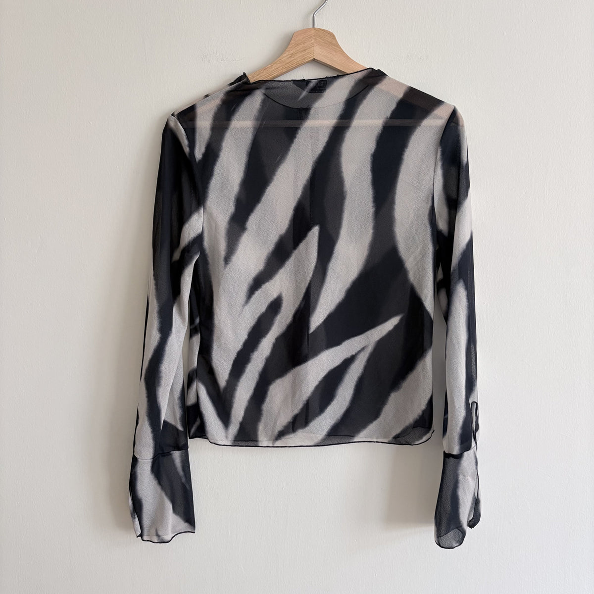 Rita Ora x Primark Mesh Cardigan Top, Black & Grey, XS, Y2K, Indie Sleaze, Zebra