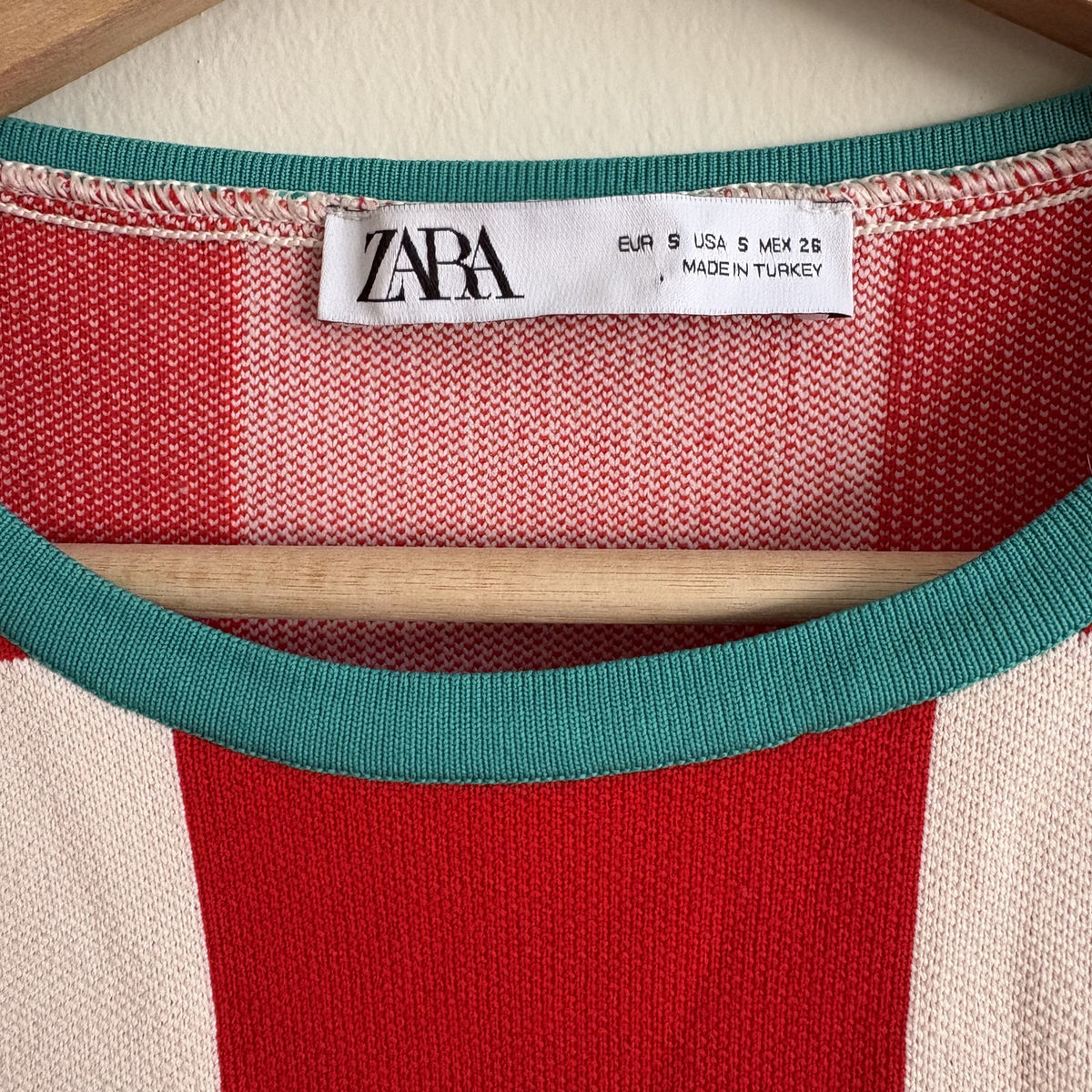 Vintage Zara Checkerboard Knit Mini Dress, Red & Cream, Size S, Retro, Halloween