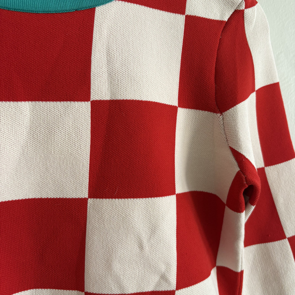 Vintage Zara Checkerboard Knit Mini Dress, Red & Cream, Size S, Retro, Halloween