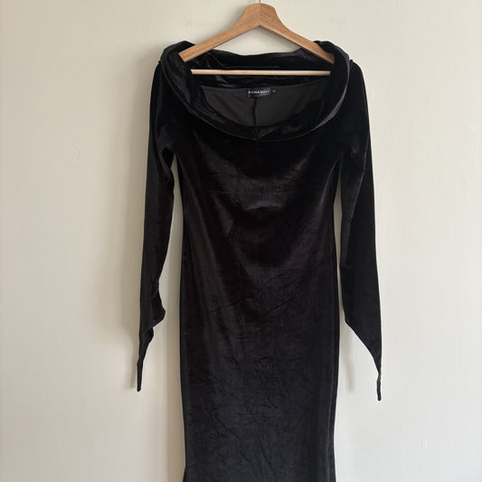 Nanameei Velvet Maxi Dress, Black, Size S, Gothic, Vamp Romantic, Halloween