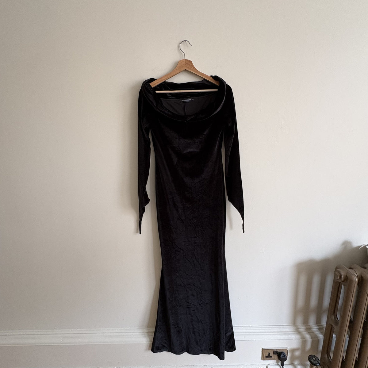 Nanameei Velvet Maxi Dress, Black, Size S, Gothic, Vamp Romantic, Halloween