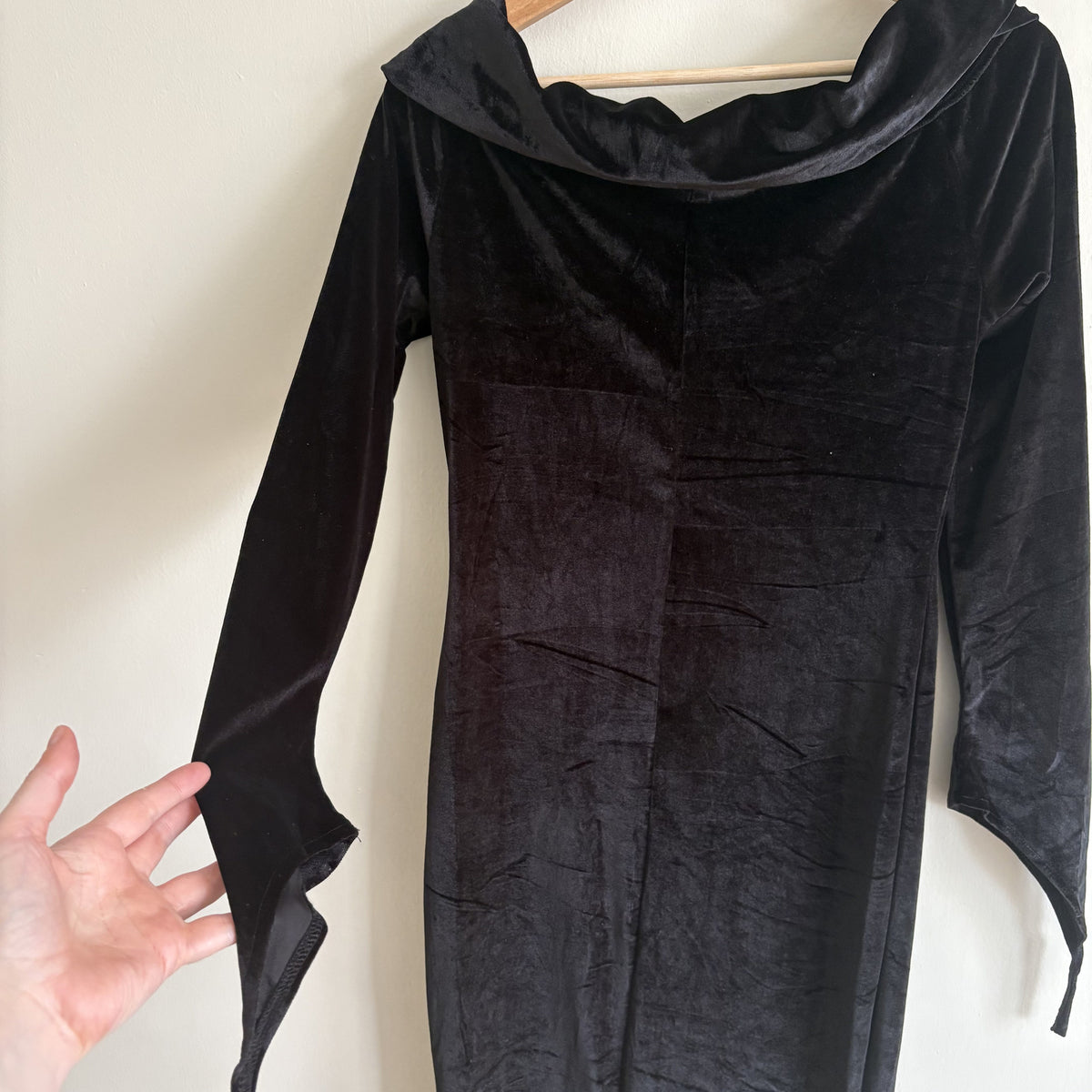 Nanameei Velvet Maxi Dress, Black, Size S, Gothic, Vamp Romantic, Halloween