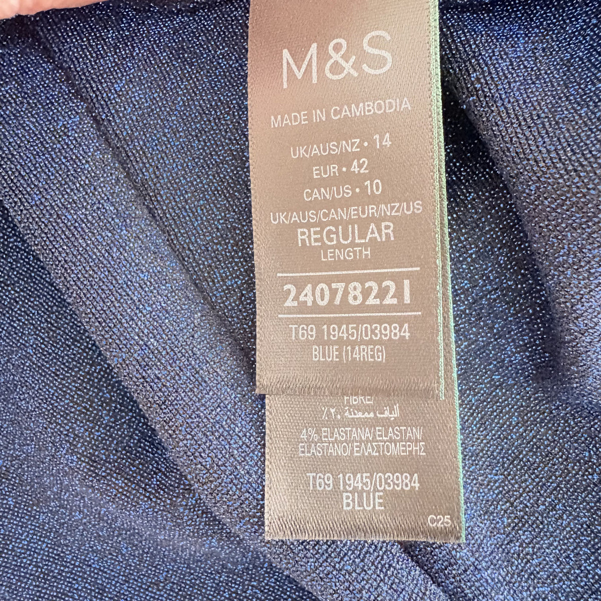 M&S Collection Sparkle Midi Dress, Cobalt Blue, UK 14, Partywear, Glam