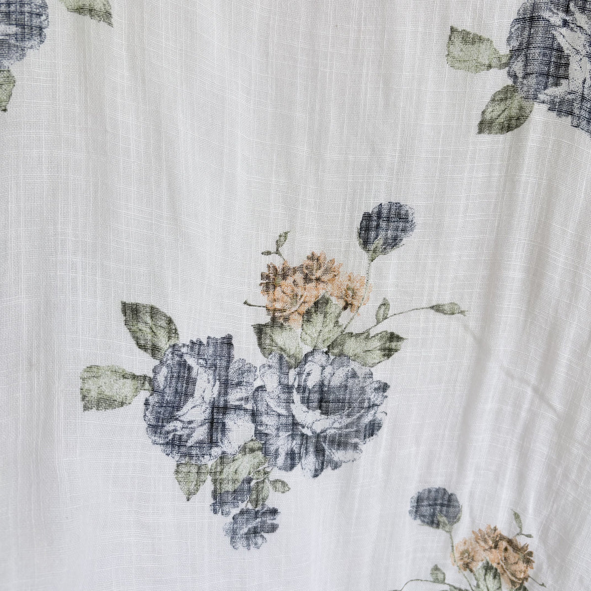 Vintage Italian Floral Midi Dress, White & Blue, Soft Romantic, Italian Summer