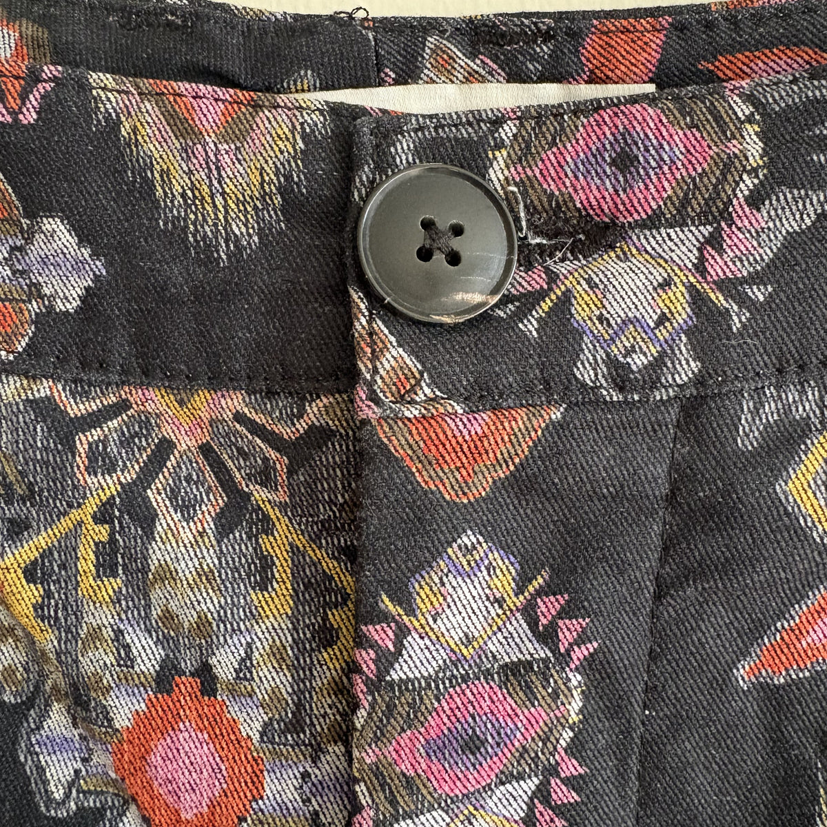 Vintage Zara Printed Trousers, Black Multi, XS, Whimsigoth, Boho, Folk, 90s