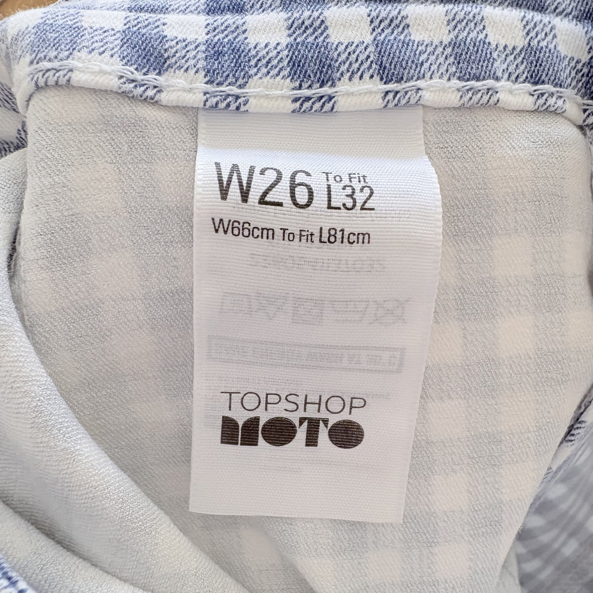 Topshop Moto Joni High Waisted Gingham Jeans, W26 L32, Y2K, Twee, Picniccore
