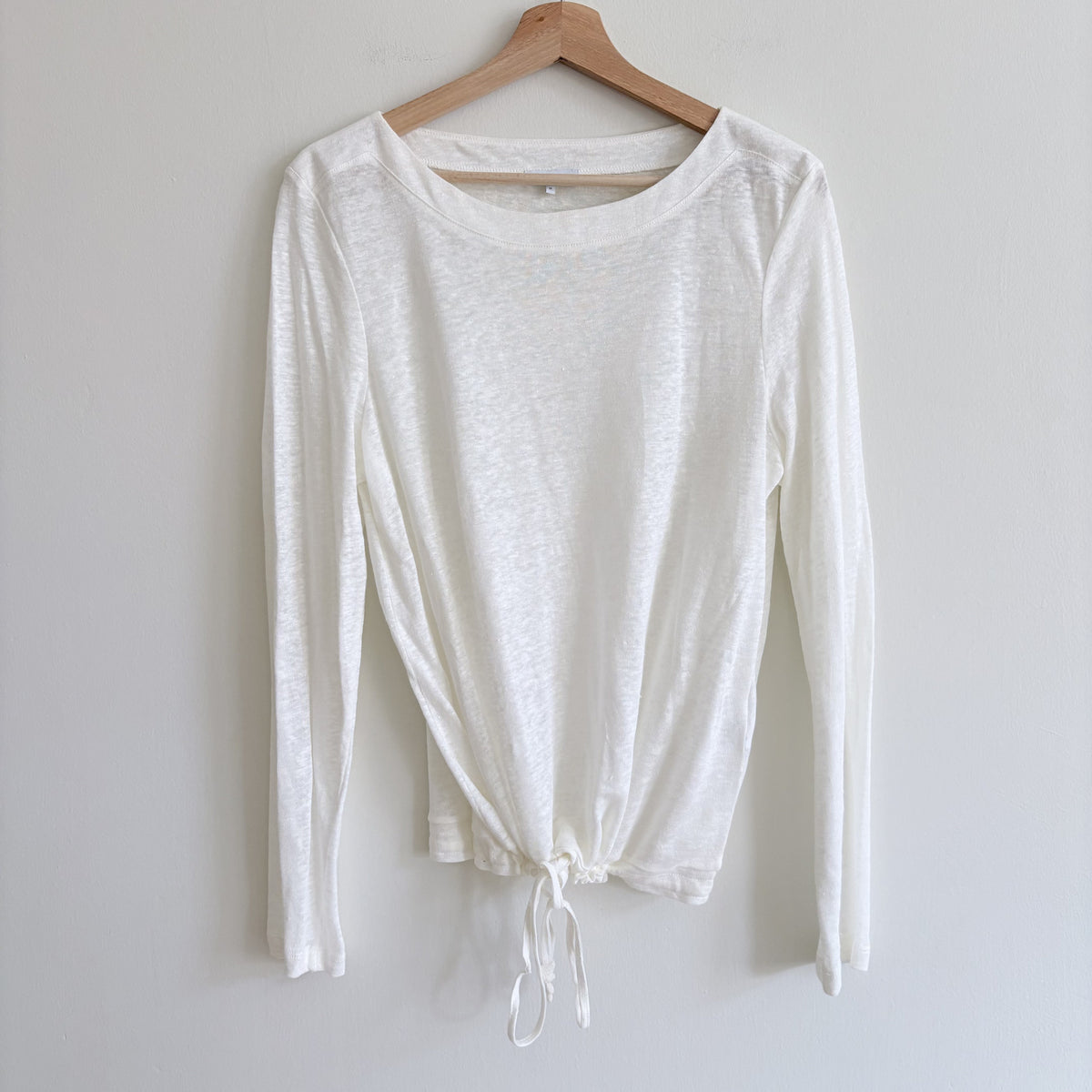 Jaeger | 100% Linen Drawstring Top | Cream | Coastal Clean Girl Minimalist | M