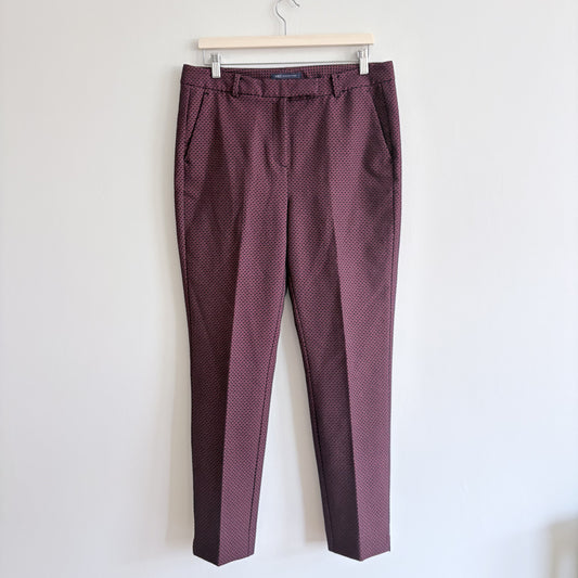M&S Collection | Burgundy Navy Tailored Trousers | Geometric | UK 14 Long