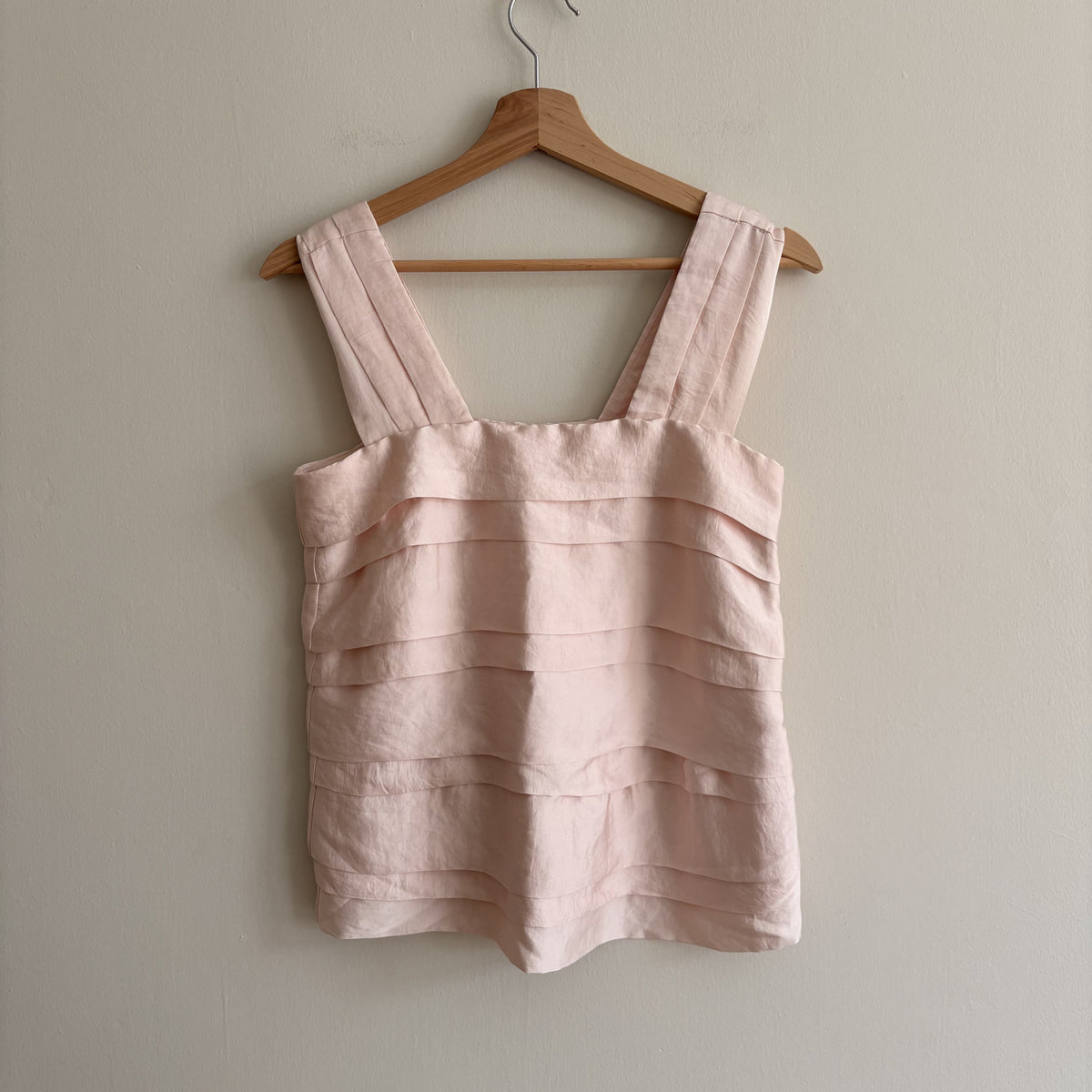 H&M | Pink Tiered Cami Top | Blush Satin | Y2K Romantic | EU 34, UK 8