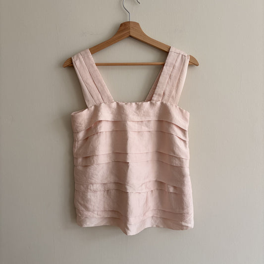 H&M | Pink Tiered Cami Top | Blush Satin | Y2K Romantic | EU 34, UK 8