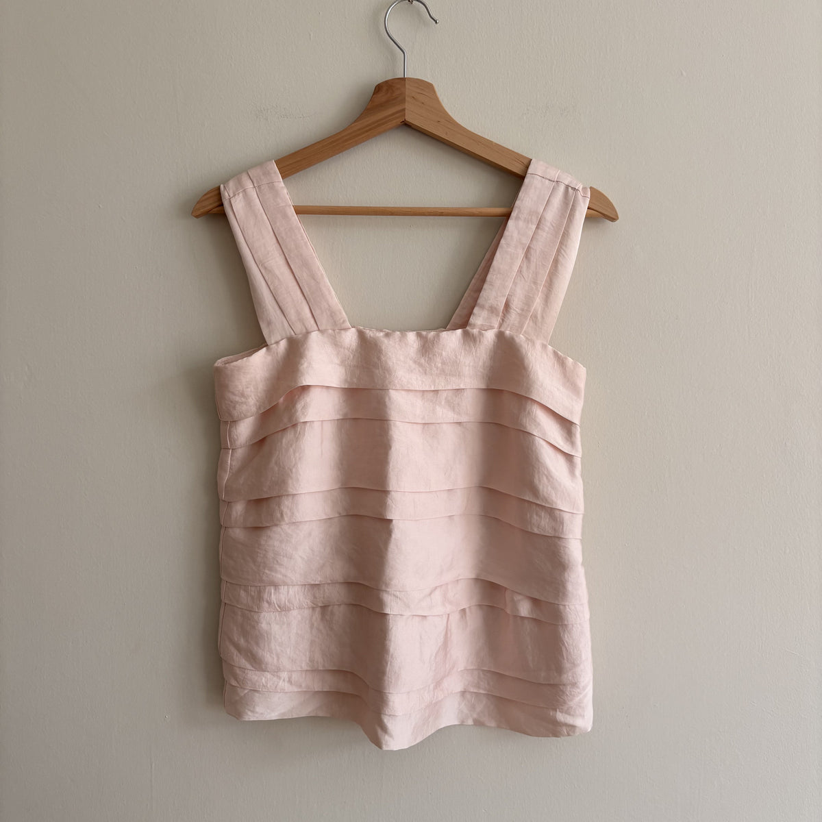 H&M | Pink Tiered Cami Top | Blush Satin | Y2K Romantic | EU 34, UK 8