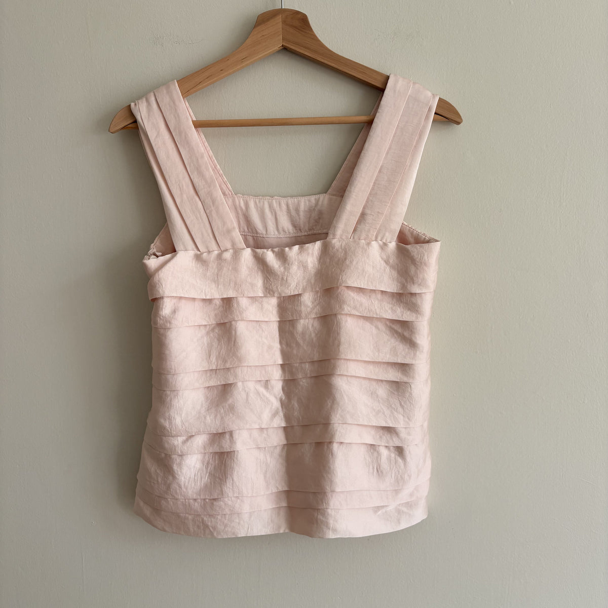 H&M | Pink Tiered Cami Top | Blush Satin | Y2K Romantic | EU 34, UK 8