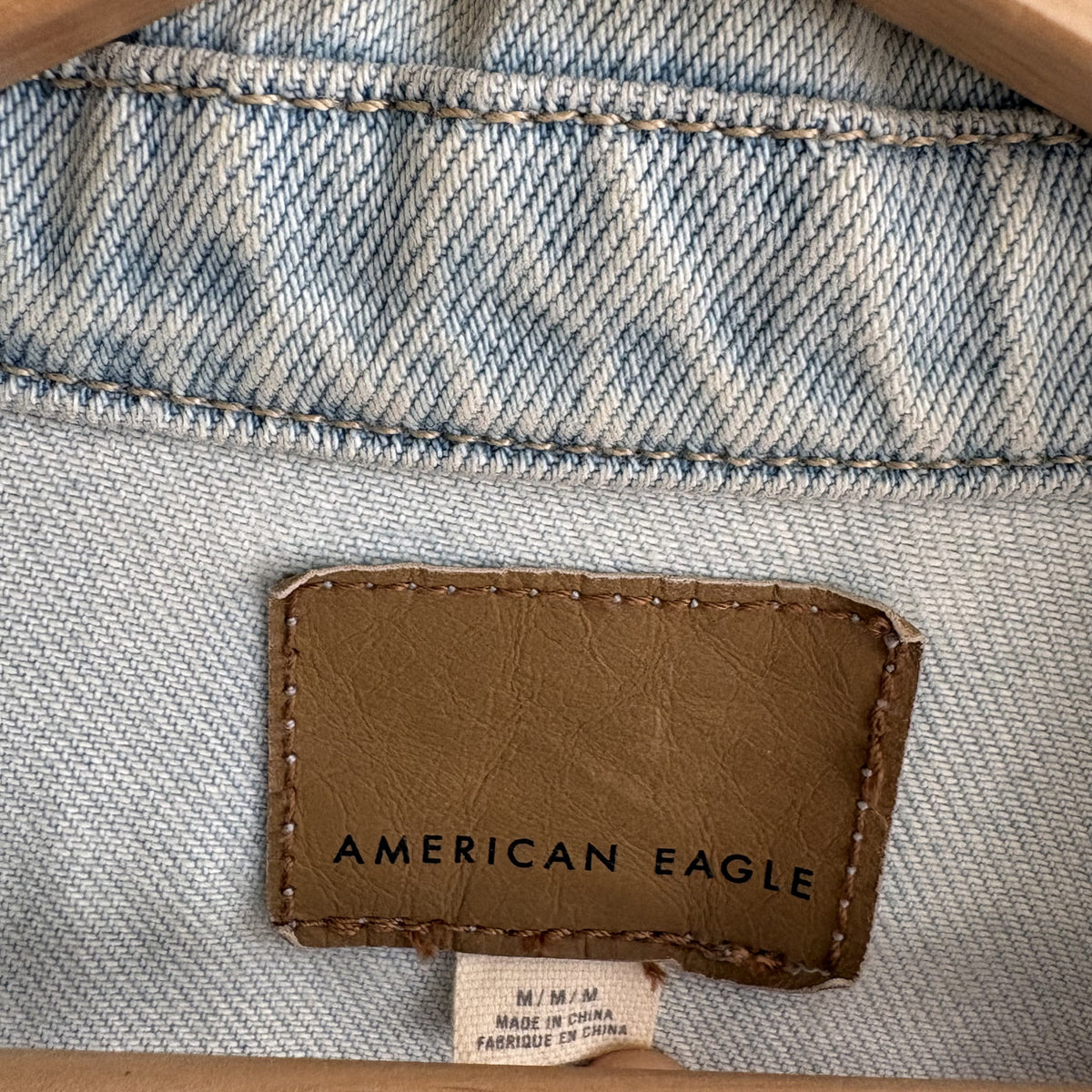 American Eagle | Light Wash Denim Trucker Jacket | Distressed | Size M