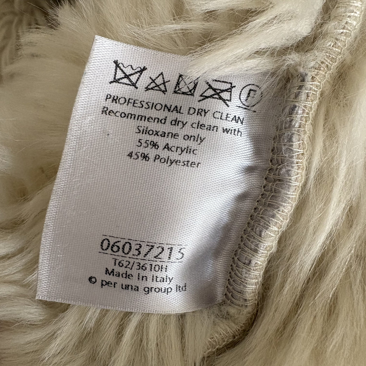 Y2K Vintage M&S Per Una Speciale | Faux Shearling Coat | Beige Ruffle | UK 12