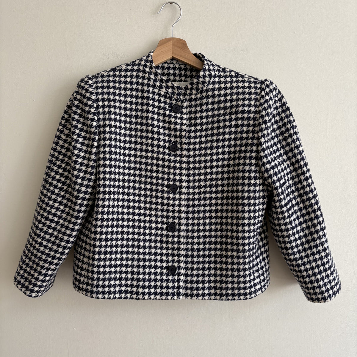 Guy Laroche Diffusion | Vintage 80s 90s Houndstooth Jacket | Navy Cream | UK 14
