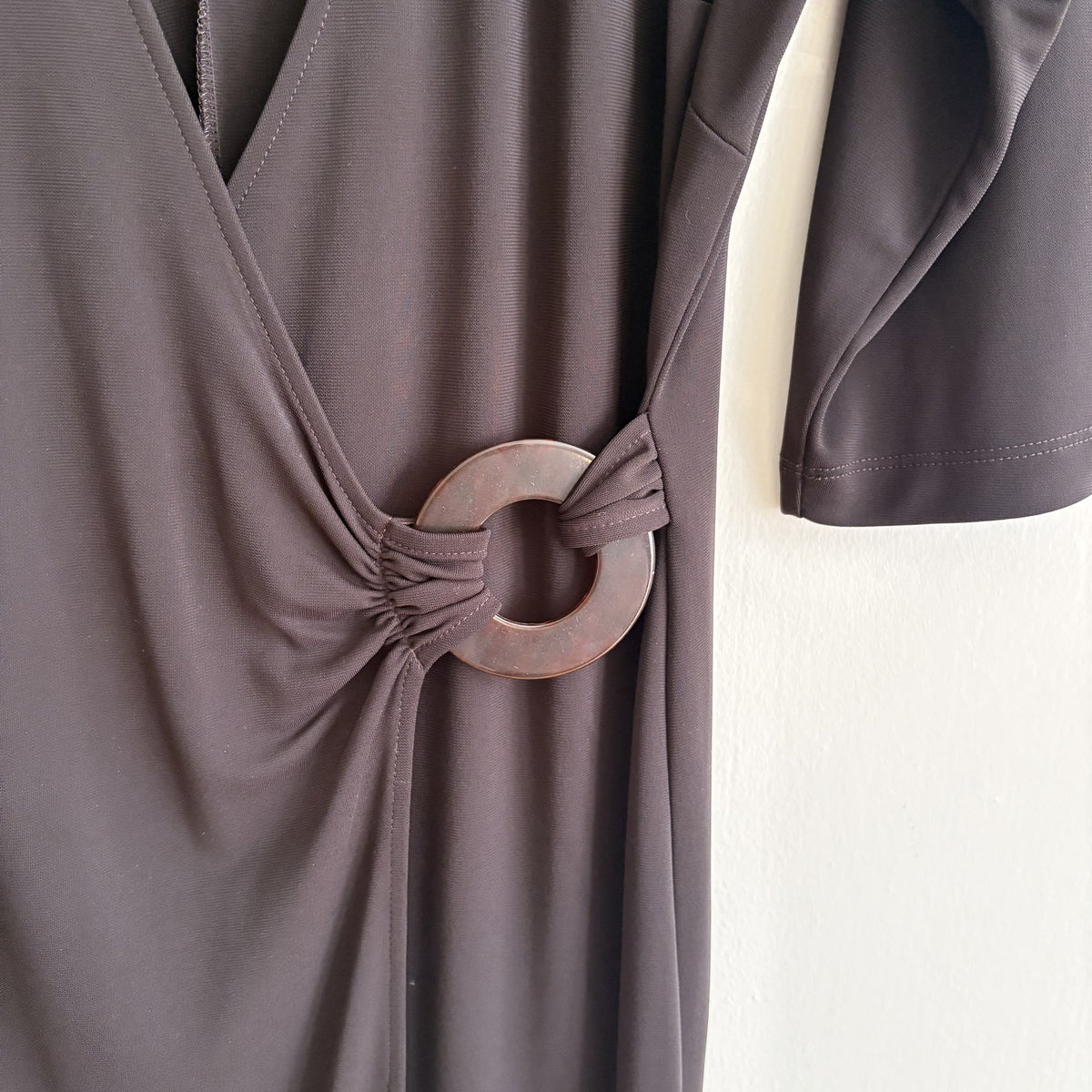 Marks & Spencer | Brown Ring Detail Wrap Midi Dress | Y2K 2001 | Vintage