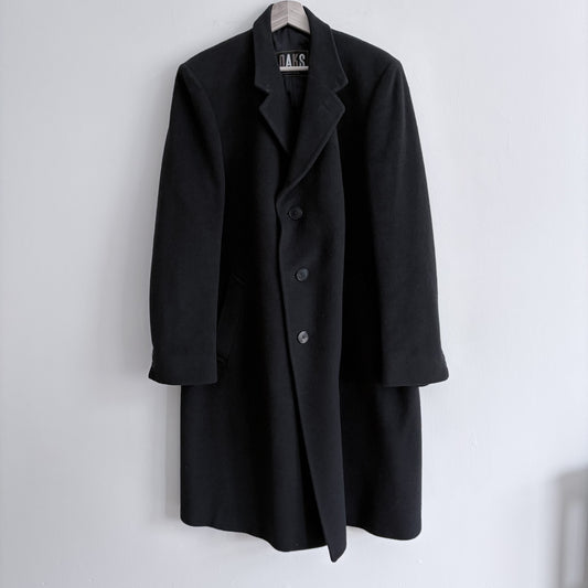 DAKS Vintage 92% Camel Hair Overcoat Navy. 44 Regular. Classic Winter Overcoat L