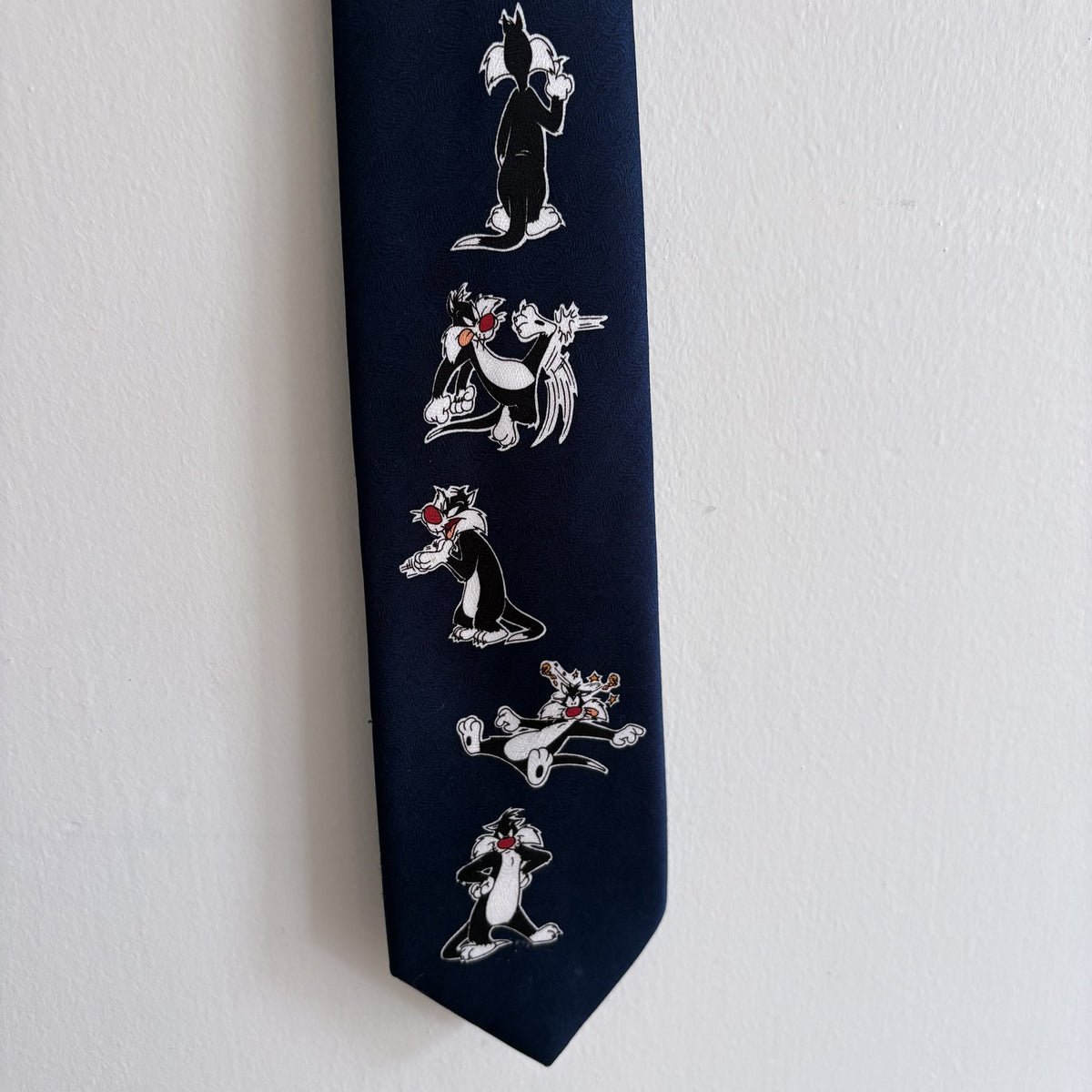 Looney Tunes | Sylvester Tie | Navy Cartoon Novelty | 1997 Vintage