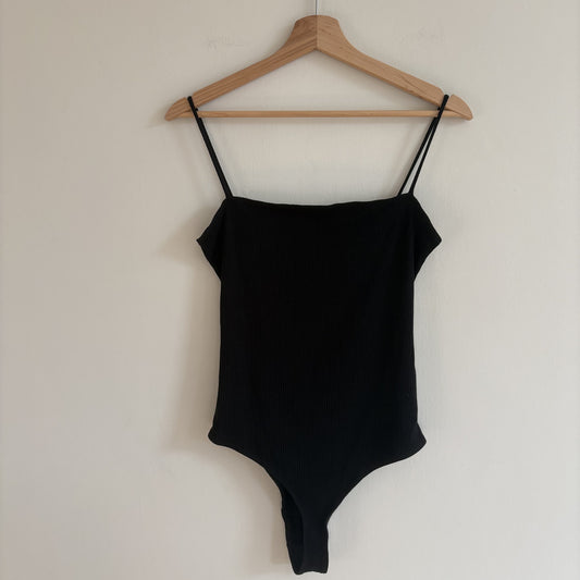 Reformation Jeans | Black Ribbed Bodysuit | Square Neck Minimalist | M
