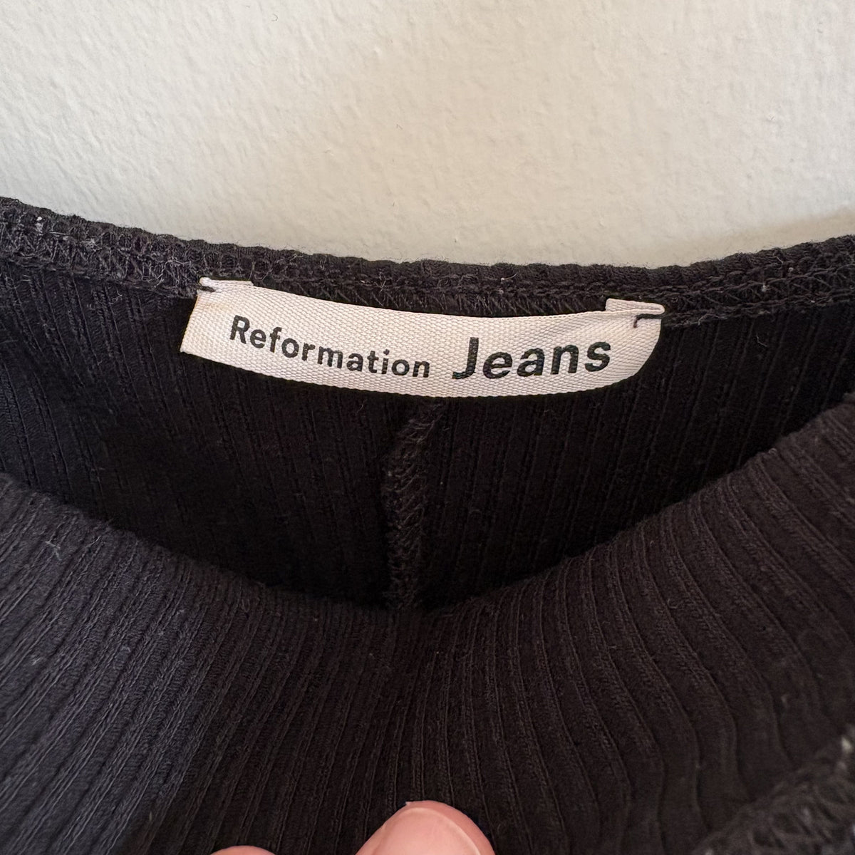 Reformation Jeans | Black Ribbed Bodysuit | Square Neck Minimalist | M