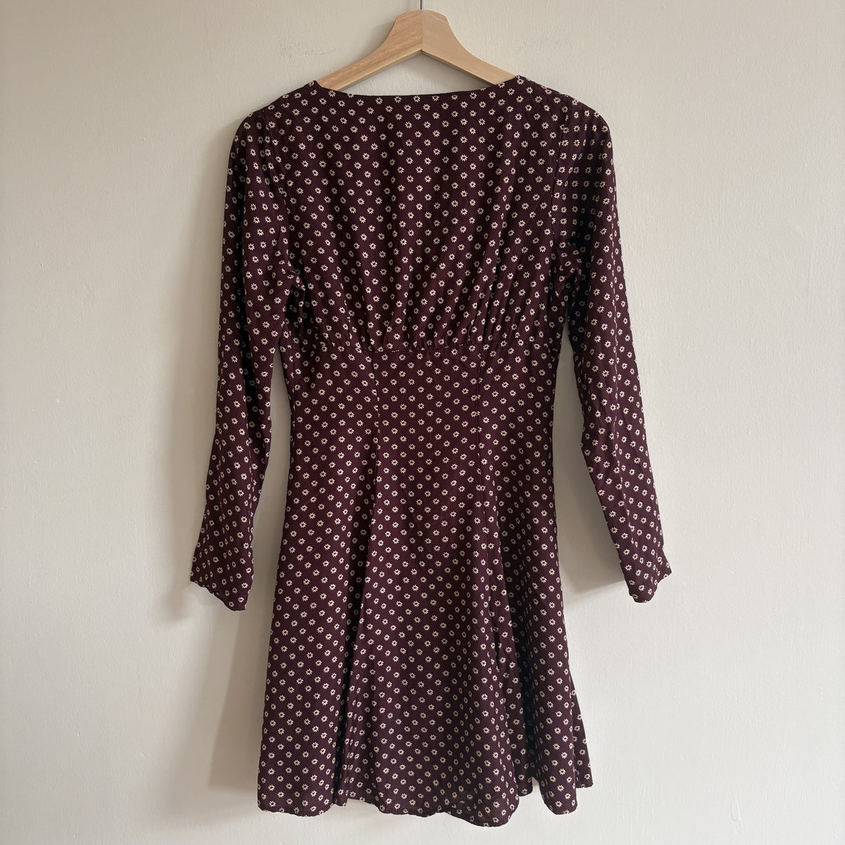 Miss Selfridge | Vintage 1990s Floral Tea Dress | Burgundy | UK 10