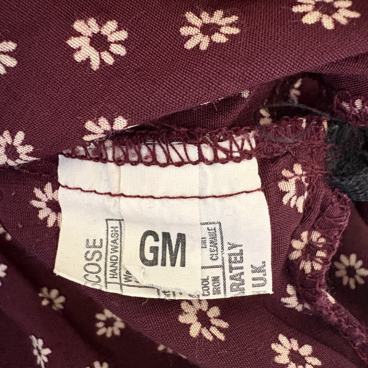 Miss Selfridge | Vintage 1990s Floral Tea Dress | Burgundy | UK 10