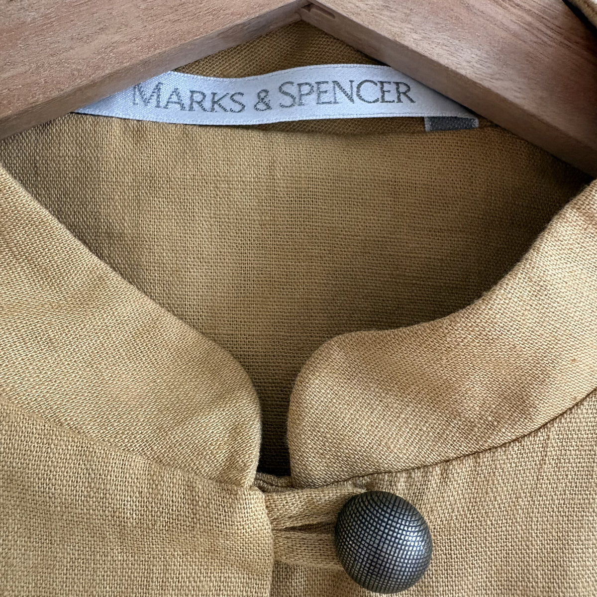 Marks & Spencer | Linen Longline Jacket | Mustard | Y2K 2000s | UK 14