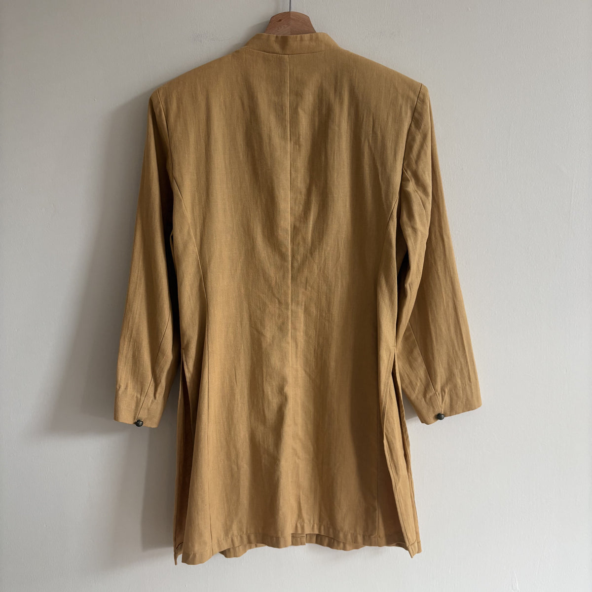 Marks & Spencer | Linen Longline Jacket | Mustard | Y2K 2000s | UK 14