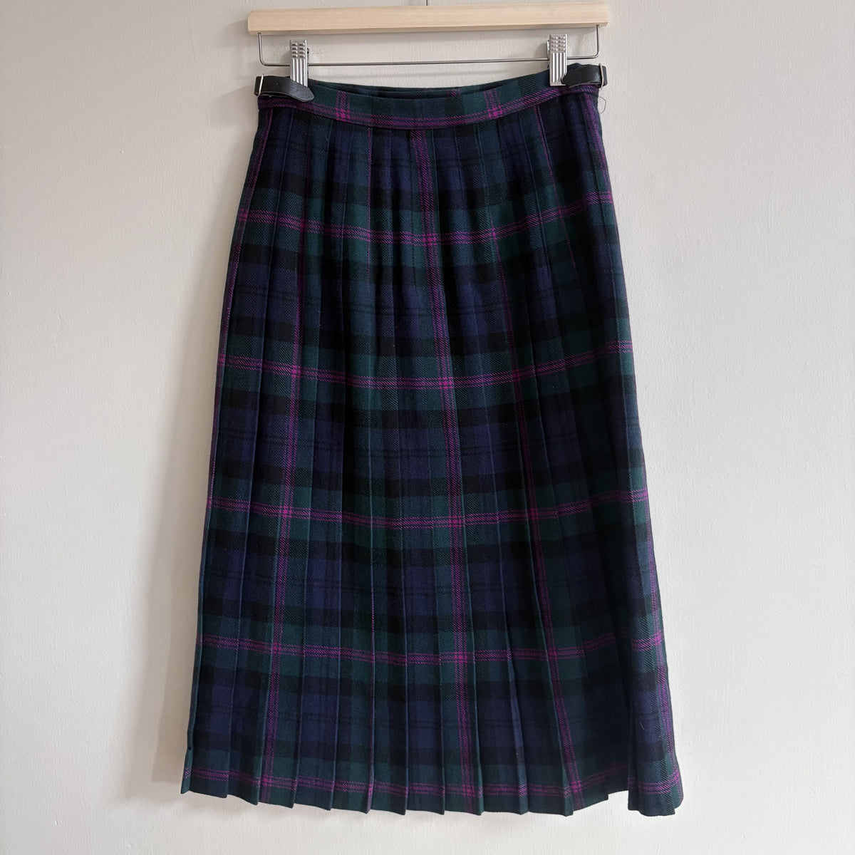 Pitlochry of Scotland | Vintage Wool Kilt Skirt | Braid Modern Tartan | UK 14
