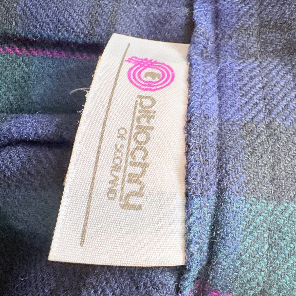 Pitlochry of Scotland | Vintage Wool Kilt Skirt | Braid Modern Tartan | UK 14