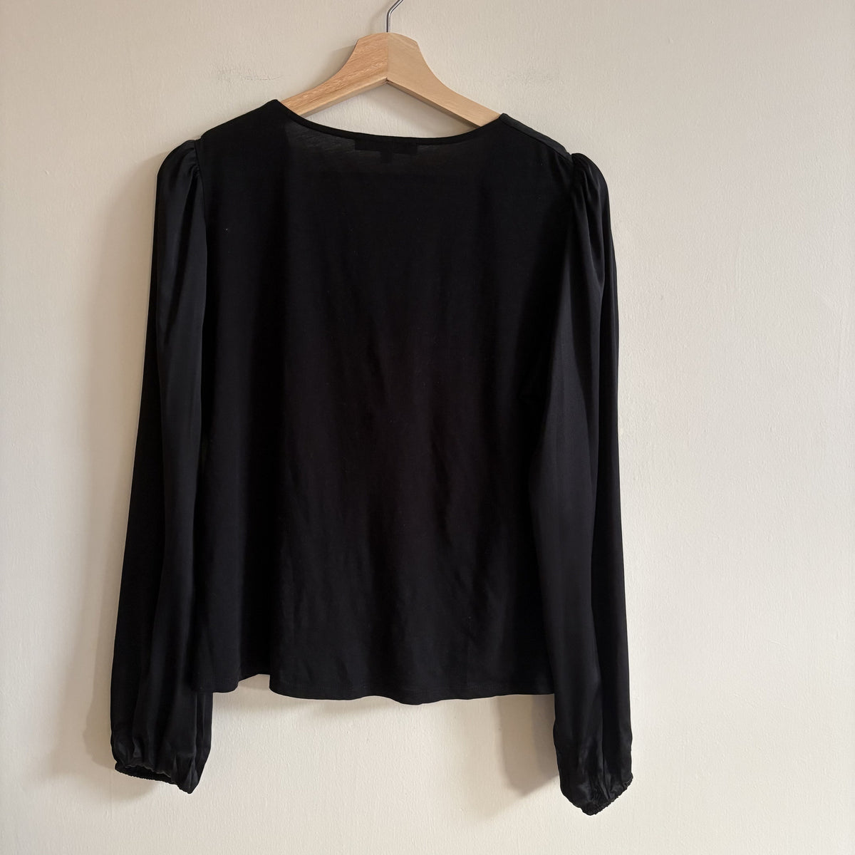 Maje | Black 100% Silk Tie Front Blouse | Parisian, Dark Romantic | Size 3 UK 12
