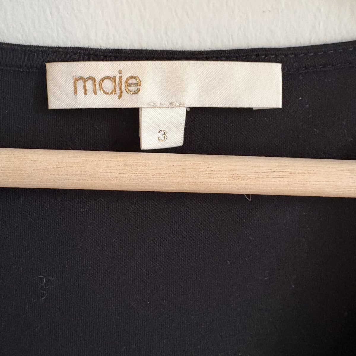 Maje | Black 100% Silk Tie Front Blouse | Parisian, Dark Romantic | Size 3 UK 12