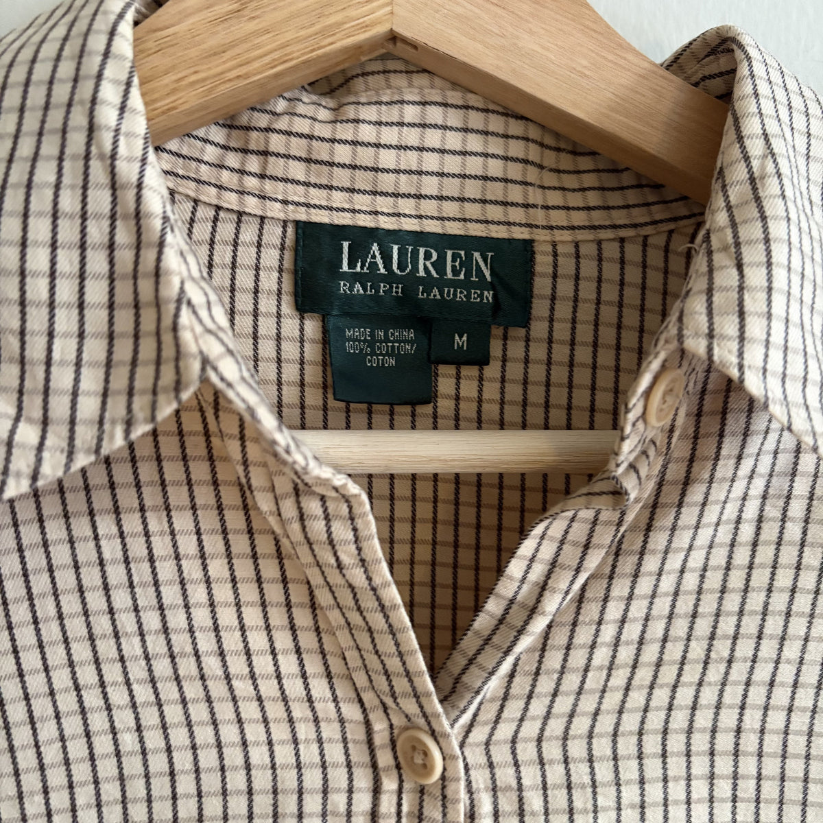 Lauren Ralph Lauren | Check Ruffle Cuff Shirt | Light Academia 90s Preppy | M