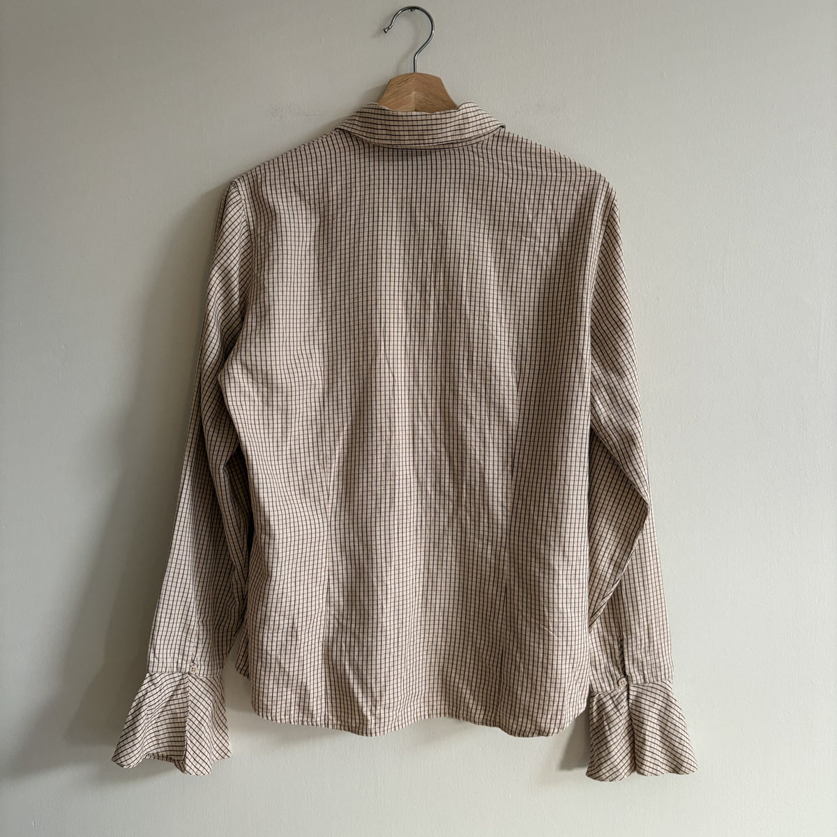 Lauren Ralph Lauren | Check Ruffle Cuff Shirt | Light Academia 90s Preppy | M