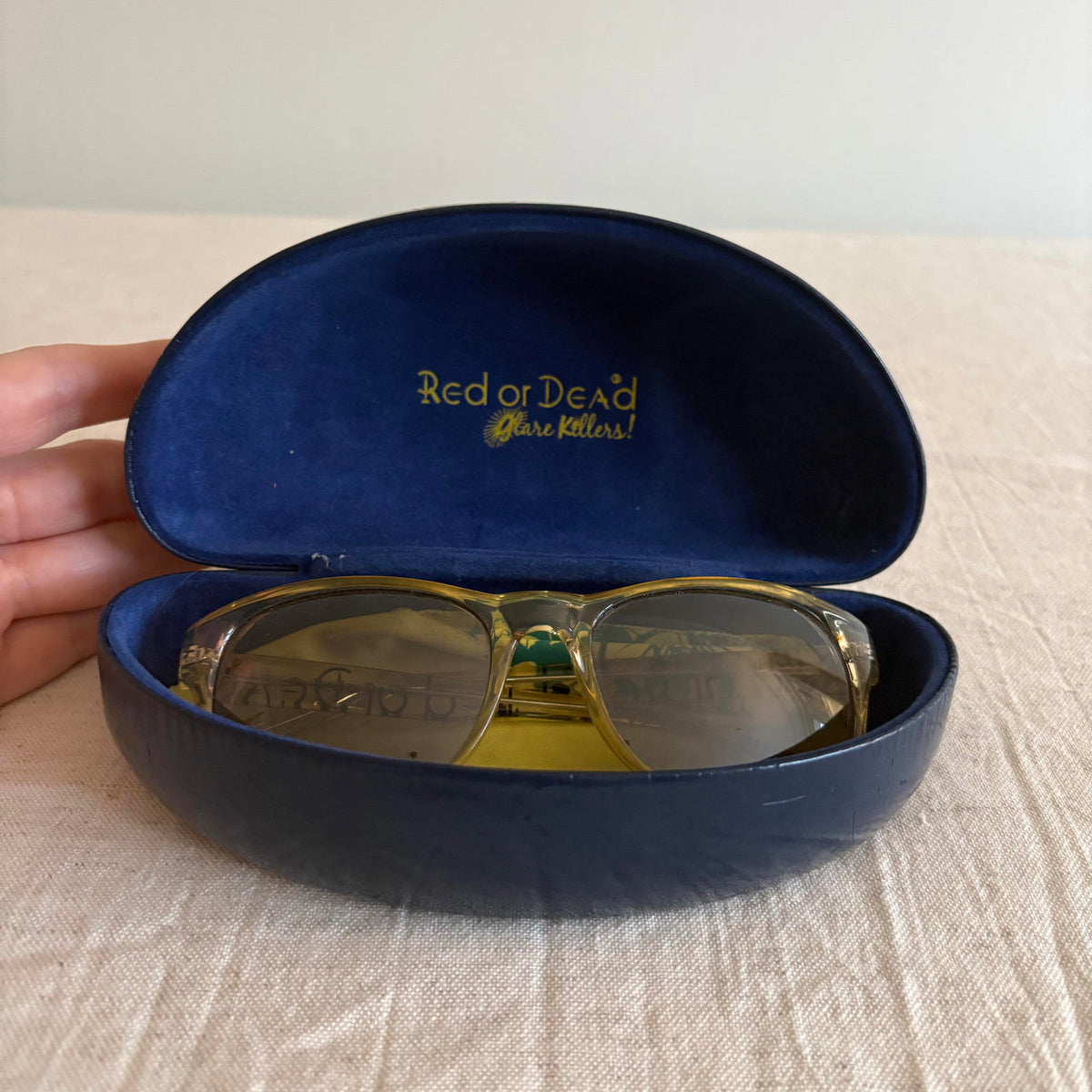 Red or Dead Vintage Y2K Sunglasses – Clear Yellow Frame – Original Case