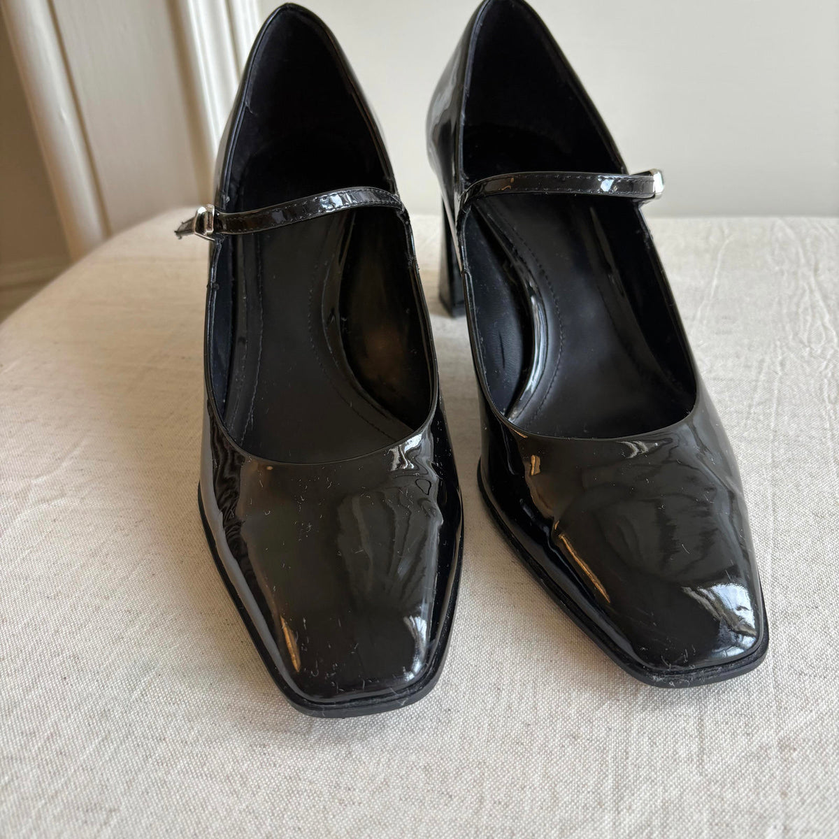 Zara Mary Jane Block Heel Shoes – Black Patent – Size EU 38 (UK 5)