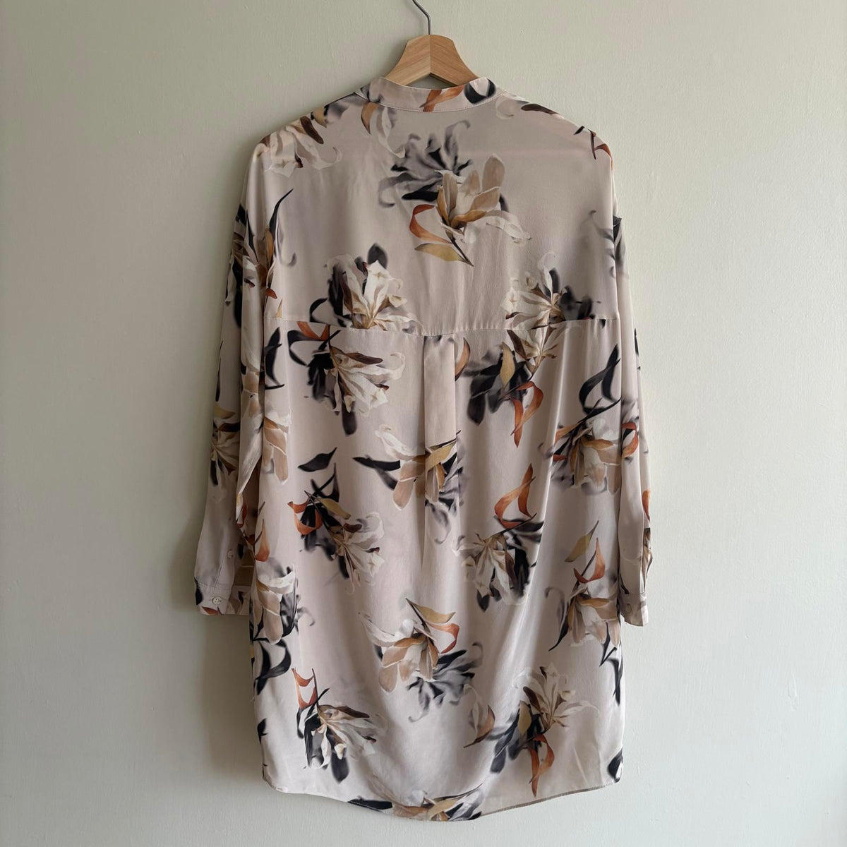 AllSaints Silk Helle Yoro Floral Shirt Dress UK 10 | Soft Romantic Dark Academia