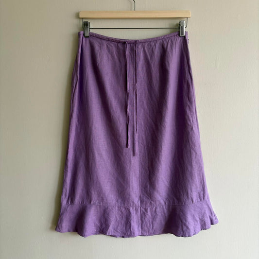 Vintage GAP 100% Linen Midi Skirt Lilac UK 10| 90s Y2K Cottagecore Whimsical