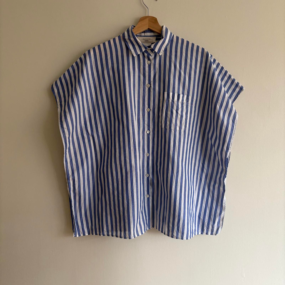 Weekend Max Mara Striped Shirt EU 40 UK 8 Blue White Oversized Cotton Boxy