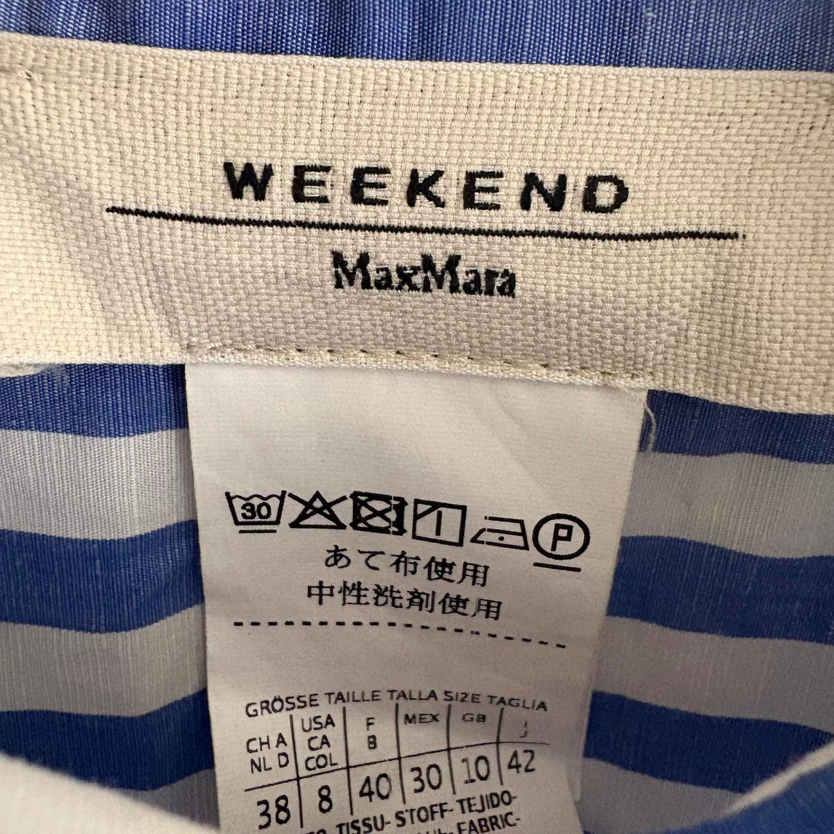 Weekend Max Mara Striped Shirt EU 40 UK 8 Blue White Oversized Cotton Boxy