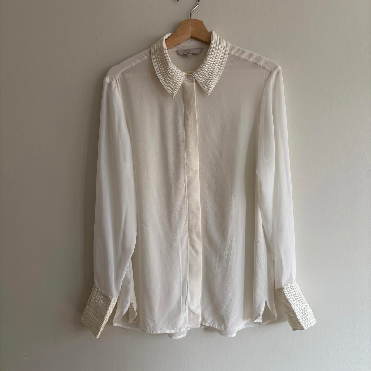 Modern Rarity Cream Silk Blouse UK 10 | Soft romantic Parisian Chic