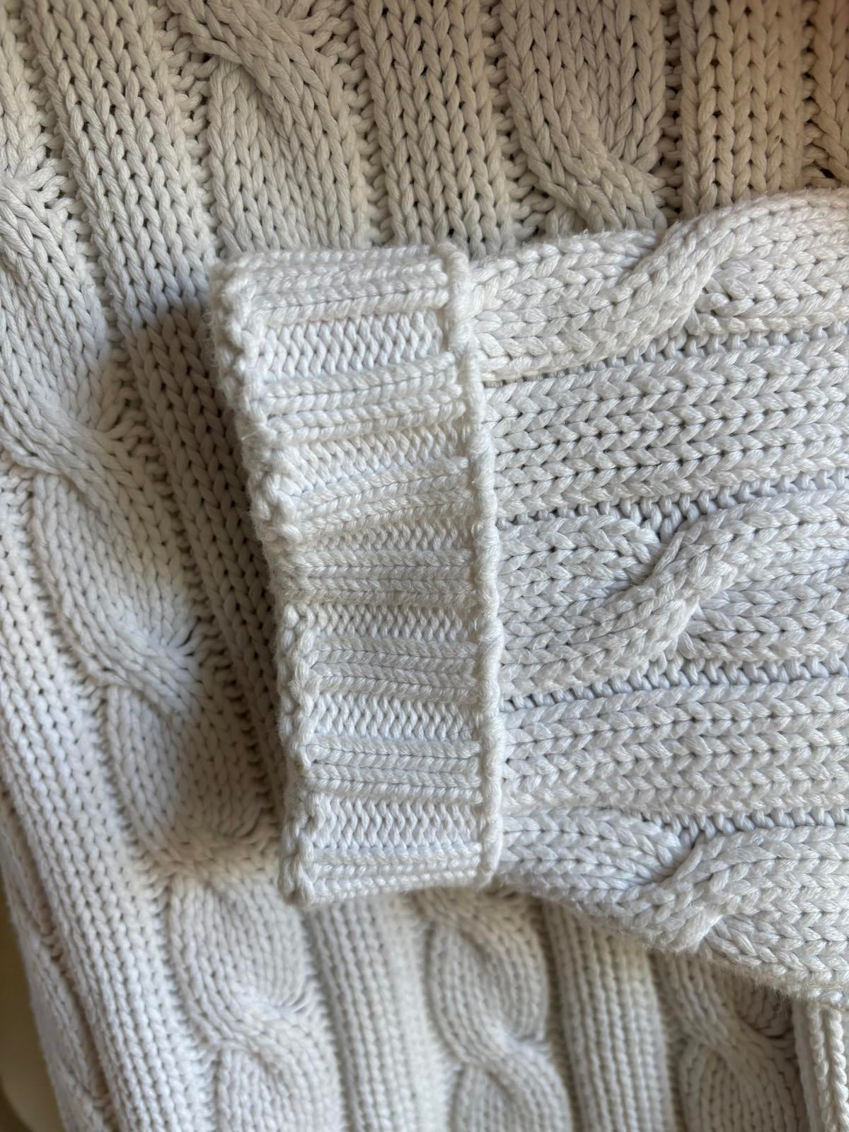 Polo Ralph Lauren Cable Knit Cricket Sweater XL Trim Fit Cream V-Neck Heritage