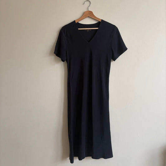 Jigsaw 100% Silk V-Neck Shift Dress in Navy - Size 3 (UK 12)