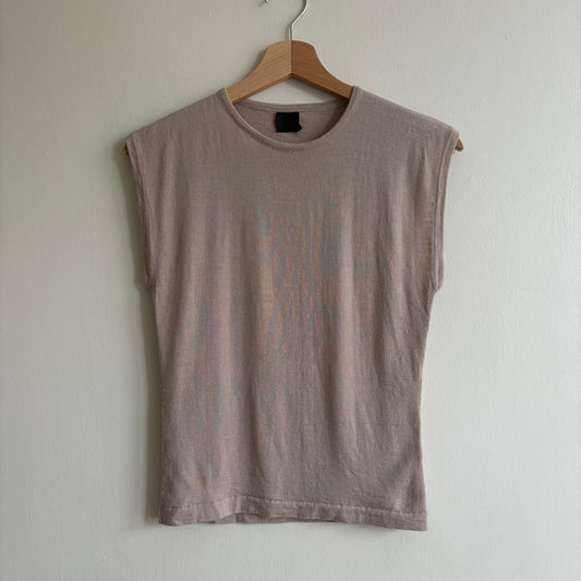 Vintage 1990s Harvey Nichols 100% New Wool Sweater Vest in Stone Beige – Size S
