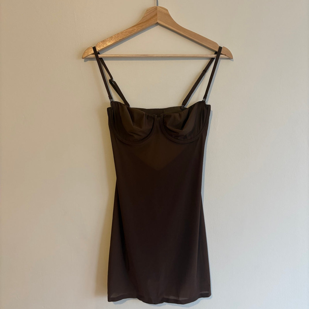 SKIMS | Brown Underwired Shaping Slip Dress | Bodycon Lingerie | 34D